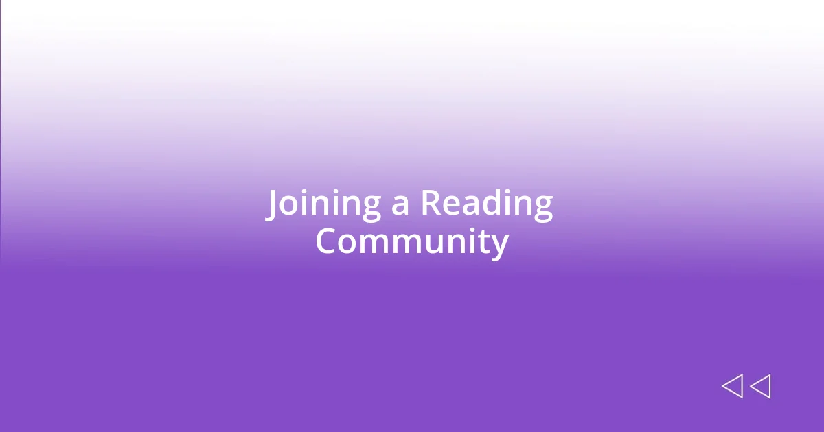 Joining a Reading Community