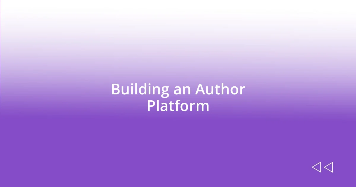 Building an Author Platform